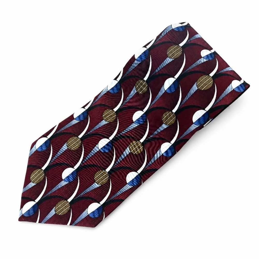 Cocktail Collection Silk Tie Mens Beer Under Microscope Burgundy Blue Science